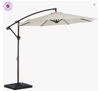 Arlmont & Co Beeram 120'' Round Cantilever Umbrella with Weighted Base in White New In Box $299