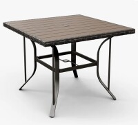 Wildon Home Hainer Square Rattan Outdoor Dining Table with Parasol Hole for 4 People New in Box $499