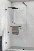 Kpuy 36" W x 76" H Fixed Frameless Shower Screen in Matte Black with Clear Tempered Glass, Stainless Steel Towel Bar, Adjustable Rod SS-S97A-3676-BK New in Box $499