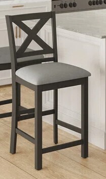 Gracie Oaks Upholstered 26" Counter Bar Stool Solid Wood Counter Stool in Dark Gray New in Box $499
