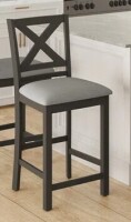 Gracie Oaks Upholstered 26" Counter Bar Stool Solid Wood Counter Stool in Dark Gray New in Box $499