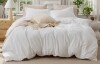 Bedsure 100% Washed Cotton Duvet Cover Full Set - Minimalist Cotton Beding Set For All Season, Queen Size, 3-Piece New $199