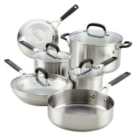 KitchenAid&reg; Brushed Stainless Steel Cookware Pots and Pans Set, 10 Piece $399