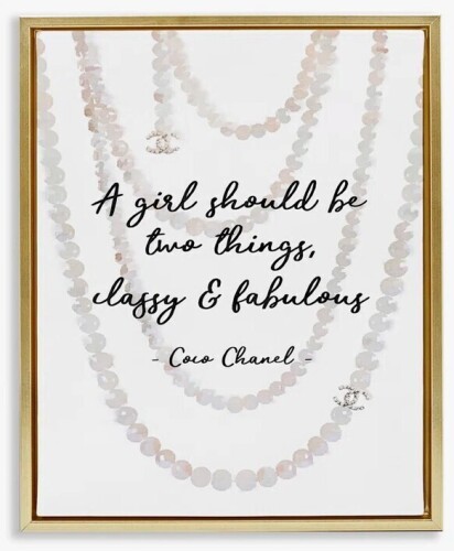 Stupell Industries Classy & Fabulous Fashion Quote Gold Framed Floater Canvas Wall Art by Amanda Greenwood, 21" H x 17" W x 1.7" D New In Box $199