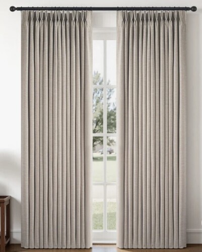Latitude Run&reg; Pinch Pleated Curtains, Full Blackout Drapes Back Tab Pinch Pleat Curtain with Hooks+Rings (Pair), 40" W x 90" L New $99