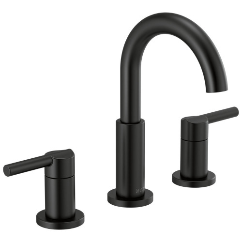 Delta Nicoli Matte Black Bathroom Faucet 3 Hole, 8 Inch Widespread 2-Handle Bathroom Sink Faucet for Vanity, Push-Pop Drain Assembly, Matte Black New In Box $299