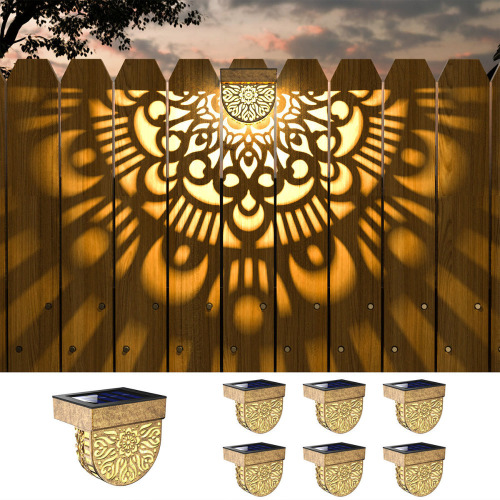 EKQ Mandala Solar Fence Lights Outdoor Solar Step Wall Lights Garden Decor (pack of 6) New In Box $89