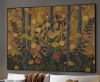 SIGNLEADER Extra Large Wall Art Fabric Print - Framed Enchanted Forest Floral Whimsical Flowers and Trees Illustration Artwork Decor for Living Room or Bedroom - "Frame Assembly Required (Unfinished Frame)", 46" H x 60" W New In Box $299