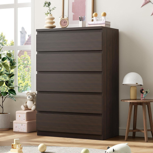 Jocoevol Modern 5 Drawer Dresser for Bedroom, 15" D x 23.7" W x 40.4" H in Simply Chest of Drawers (Brown) New In Box $299
