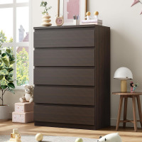 Jocoevol Modern 5 Drawer Dresser for Bedroom, 15" D x 23.7" W x 40.4" H in Simply Chest of Drawers (Brown) New In Box $299