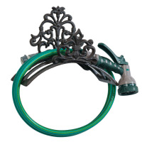 MyGift Wall Mounted Garden Hose Holder &ndash; Decorative Cast Iron Floral Scroll Outdoor Hose Reel Rack $199