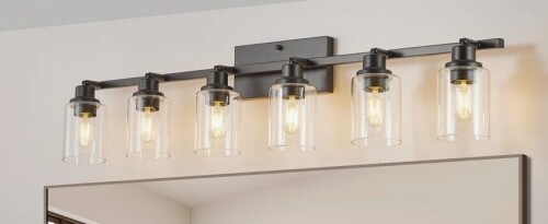 Gracie Oaks 6-Light Track Lighting Kit Black Track Lighting Fixtures Bathroom Wall Sconces Ceiling Mount Kitchen Tracking Lights, Rotatable Spotlight with Clear Glass Shade for Kitchen Shop Hallway New In Box $299