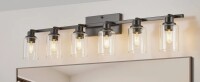 Gracie Oaks 6-Light Track Lighting Kit Black Track Lighting Fixtures Bathroom Wall Sconces Ceiling Mount Kitchen Tracking Lights, Rotatable Spotlight with Clear Glass Shade for Kitchen Shop Hallway New In Box $299