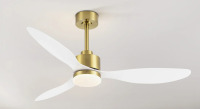 Mercer41 Loritta 52'' 3 - Blade Large Indooor Ceiling Fan With Light Kit and Remote, 3 LED Colors, 6 Speed Noiseless DC Motor, Timer New In Box $299
