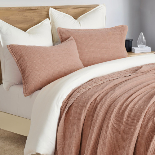 EverGrace Stonewashed Crinkle Cotton Box Stitch Full/Queen 3-Piece Quilt Set New $299