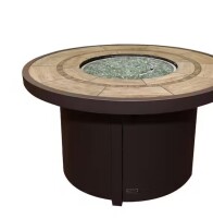 Sunbeam Cove Brown Round Ceramic Tabletop Aluminum Fire Pit Table New in Box $999