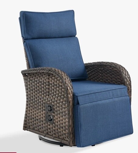 Latitude Arcturus Patio Recliner Swivel Chair With Adjustable Backrest & Footrest, All-Weather Outdoor Chaise Lounge Chair New $599