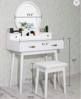 George Oliver Gaisa Vanity Set with 3-Color Dimmable Lighted Mirror in White New in Box $499