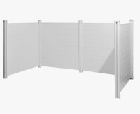 Stellweilan Tessberg 4 Panels Outdoor Privacy Screen, 50 x 50 in Air Conditioner Fence with 27.6 in Ground Stakes, Pool Equipment Enclosure, Horizontal Vinyl Privacy Fence, Ideal for Trash Can and A/C Units, White New in Box $499