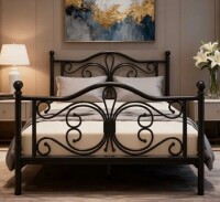 Charlton Home Full Metal Platform Bed with Butterfly-style headboard and Footboard, Under-Bed Storage, Easy Assembly, Black New Shelf Pull $399