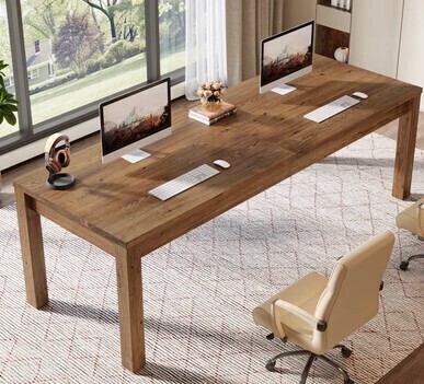 Ophelia & Co 78.7 Inch Extra Long Desk, Solid Wood 2-Person Desk, Double Computer Table, Work Writing Study Workstation New in Box $399