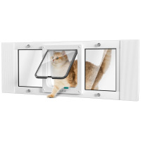WOYAO Aluminum Window Pet Door For Cats - Window Cat Door Insert Horizontal, Adjustable To Fit Window Width 23" To 28", Weatherproof Cat Window Door With 4 Locking Modes, Magnetic Closure, No-Drill New In Box $199