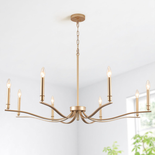 August Grove&reg; 8-Light 43.7" Wide Dimmable Modern Farmhouse Candle Style Chandelier New In Box $599