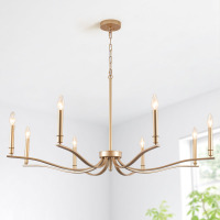 August Grove&reg; 8-Light 43.7" Wide Dimmable Modern Farmhouse Candle Style Chandelier New In Box $599