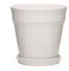 Southern Patio 7.9 in. Ravanaey Small Glossy White Ceramic Planter (7.9 in. D x 7.9 in. H) With Drainage Hole and attached saucer New $79
