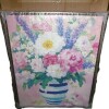 Winston Porter Springtime Joy Florals over Pink Framed Print Under Glass, design by Petal Prints Design, 21" H x 17" W New In Box $199 - 2