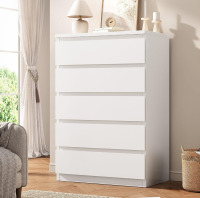 Orgobysol White 5 Drawer Dresser for Bedroom, 15" D x 23.7" W x 40.4" H in Modern Chest of Drawers, Wood Storage Dresser with Handleless Drawers for Kids Bedroom, Living Room, Hallway, Entryway New In Box $299