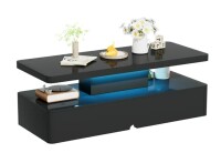 Easoger Modern Stylish Coffee Table with 16 Colors LED Lights, Double-Layer Design for Living Room, Black High Gloss Acrylic Similar to Picture $199