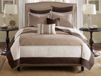 Madison Park Full/Queen Size Attingham 7 Piece Quilt Set with Euro Shams and Throw Pillows New $299