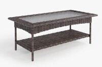 Red Barrel Studio&reg; Aibek 23.6'' W Rectangular Wicker Outdoor Coffee Table with Glass Top New In Box $299