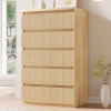 Jocoevol 5 Drawer Dresser, 43" Tall Dresser Chest of Drawers Fluted Design, Wood Mid Century Vertical Dresser Natural Texture for Bedroom, Oak Dresser $399