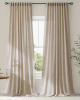 Mercer41 Linen Blend Semi Sheer Curtains (Pair), Neutral Modern Farmhouse Country Window Living Room Bedroom Rod Pocket Back Tab Drapes, 52" W x 96" L New $99