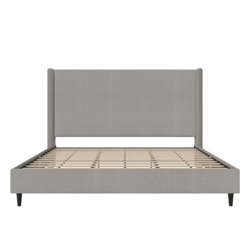DHP Eveline Upholstered Platform Bed Frame with High Wingback Headboard, King, Textured Gray Canvas, (2 Boxes), New in Box $699
