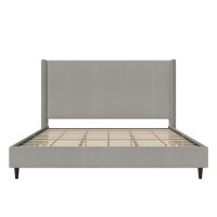 DHP Eveline Upholstered Platform Bed Frame with High Wingback Headboard, King, Textured Gray Canvas, (2 Boxes), New in Box $699