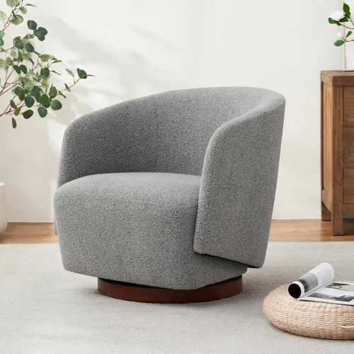 Wade Logan Caysey Boucle Swivel Accent Chair, Light Gray, New $799