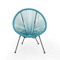 Streamdale Furniture Modern Steel and Faux Rattan Outdoor Basket Chair, Black & Teal, New Shelf Pull $499