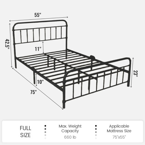 Winston Porter Colina Metal Bed, Black, Full Size, New in Box $299