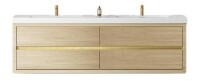 Fieeay 72" Wall Mounted Bathroom Vanity with Sink, Floating Bathroom Storage Cabinet with Stone Resin Countertop and Soft Close Drawers, Natural Oak 24V15 72NO New in Box $2899