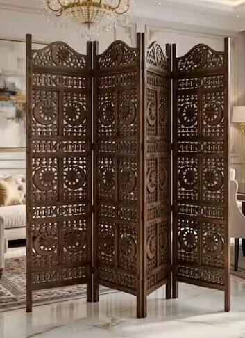 Benjara 4-Panel Sun and Moon Room Divider (Model BM34821) New in Box $499