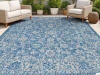 JONATHAN Y Tela Bohemian Textured Weave Floral Navy/Gray 9 ft. x 12 ft. Indoor/Outdoor Area Rug, Non-Shedding, Easy-Clean New $699