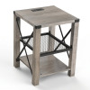 17 Stories Eidelweiss Tall End Table Nightstand with 2 USB Ports, 2 Power Outlets, and 2 Storage Shelves New In Box $299