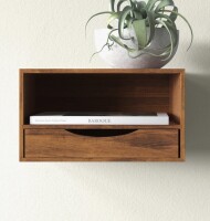 Wade Logan Adeana Poplar Floating Shelf with Drawer New In Box $199