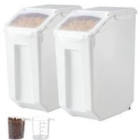 VEVOR Rice Storage Container, 4.5Gallon/20L x2 Capacity Large Food Dispenser Bin, Kitchen Ingredient Grain Cereal Flour Bin, Food Containers with Wheels, 2 Measuring Cups, Airtight Lid, 2 Pack New In Box $99