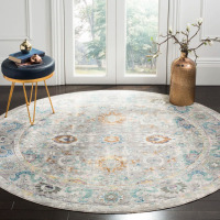 Red Barrel Studio&reg; Kashief Performance Oriental Rug, Round 6'7" New $399