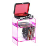 Ebern Designs Acrylic Record Player Table with Storage Shelf, Clear Side Table Nightstand New In Box $199