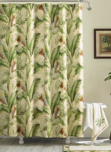 Tommy Bajama 72"x72" Palmiers Shower Curtain Green - Tommy Bahama: Cotton Canvas, Botanical Pattern, Easy Care / Madison Park Ara Ombre Printed Seersucker Single Shower Curtain / Assorted